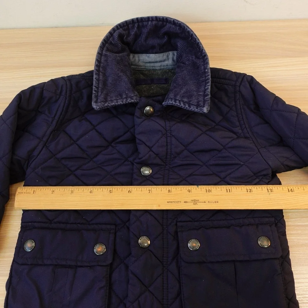 Quilted Barn Jacket Boys 18 24M Navy Blue BABY GAP Corduroy Collar‎ Snap Fleece